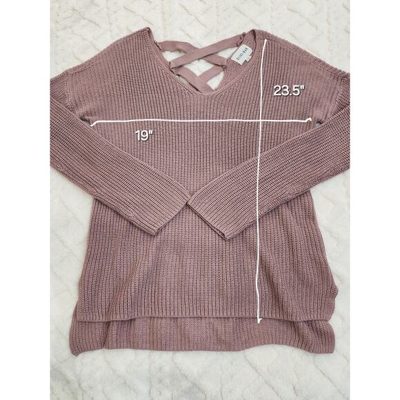 Olive and Oak Mauve Cut Out Back Knit Sweater Womens Size Medium - Picture 9 of 9